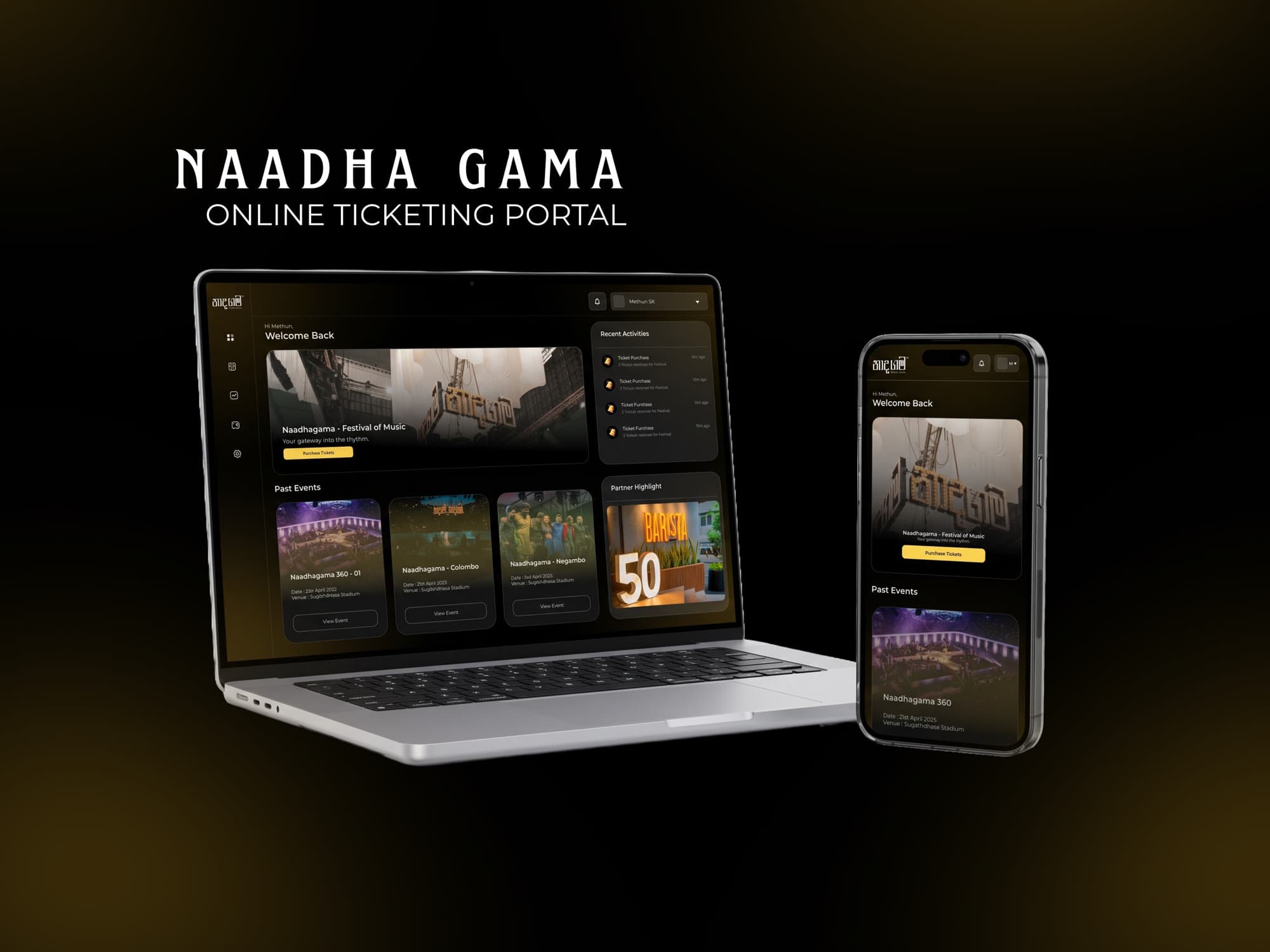 Naadhagama Online Ticketing Platform, interface preview