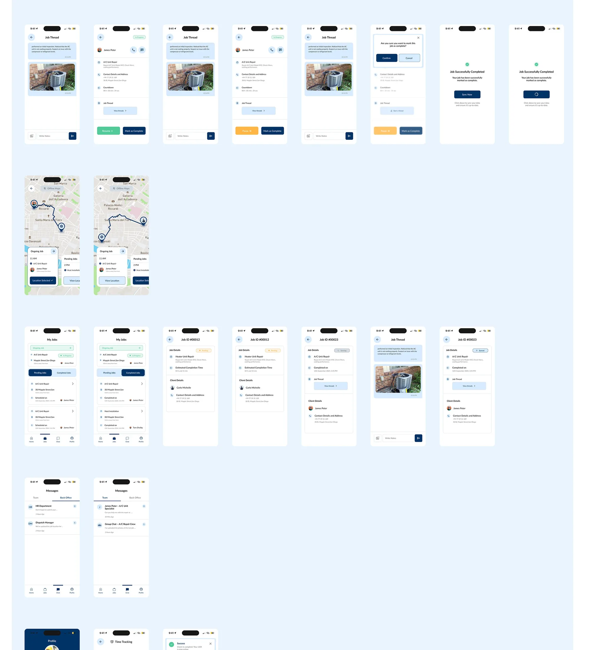 Job Master high-fidelity screens (part 2 of 3)