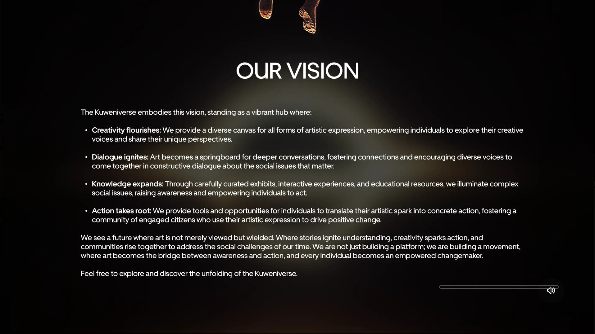 Our Vision: creativity flourishes, dialogue ignites, knowledge expands, action takes root (part 2 of 3)