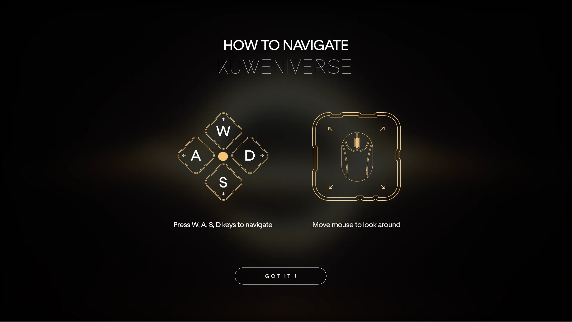 How to Navigate Kuweniverse with the W, A, S, D and mouse diagrams (part 3 of 3)
