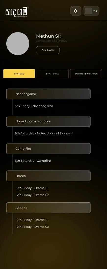 The profile's My Pass tab on a phone